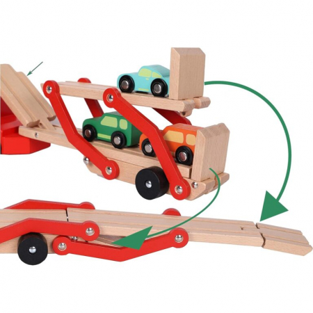 Camion din lemn cu platforma si masini pentru copii 3 ani+ [2]