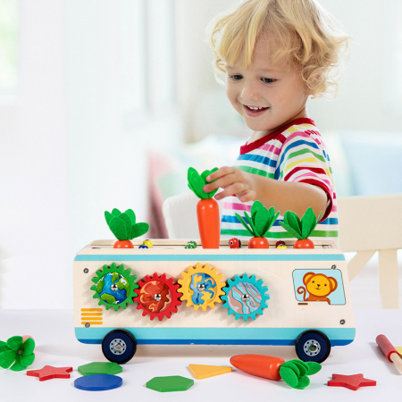 Camion Montessori din lemn 5 în 1 cu morcovi și pescuit magnetic [2]