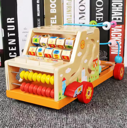 Camion Multifuncțional din Lemn pentru Copii – Jucarie Educationala și Interactiva [1]