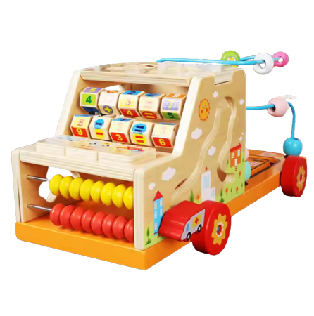 Jucarii educative - Camion Multifuncțional din Lemn pentru Copii – Jucarie Educationala și Interactiva