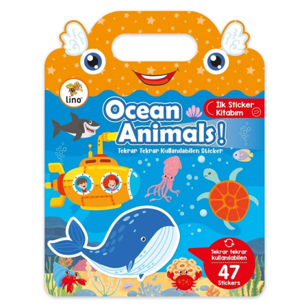 Toate Jucariile pentru Copii - Carte educativă cu stickere reutilizabile – Animale marine (47 piese)