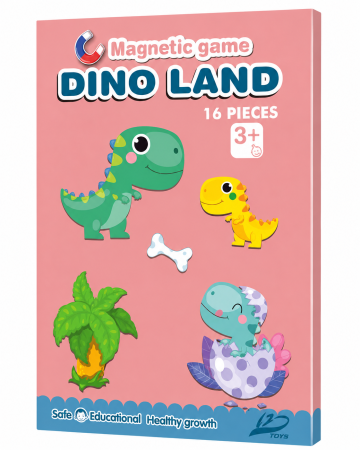 Busy Book & Carti Interactive - Carte magnetică educativă cu dinozauri și piese magnetice