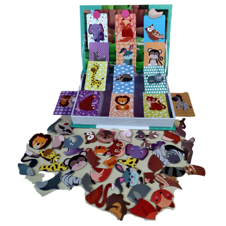 Carte Magnetică Educativă – Puzzle Lumea Animalelor cu 45 Piese Magnetice [2]