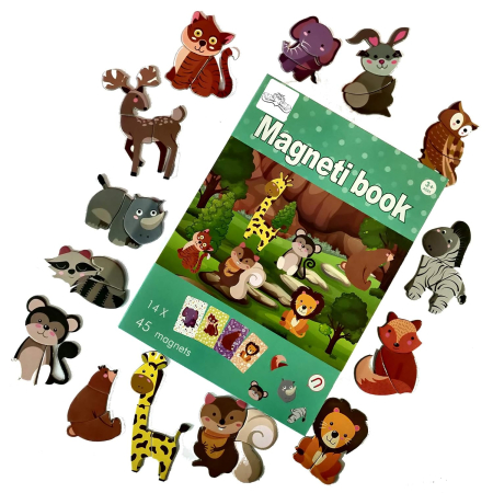 Carte Magnetică Educativă – Puzzle Lumea Animalelor cu 45 Piese Magnetice [1]