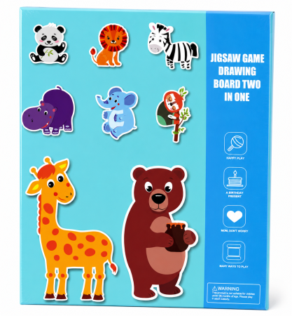 Jucarii Interactive & Sensoriale - Carte Magnetică și Puzzle 2 în 1 – Animale Sălbatice