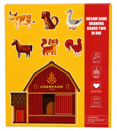 Puzzle & Jocuri de Logica - Carte Magnetică și Puzzle 2 în 1 – Ferma Animalelor