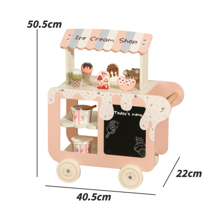 Cărucior din lemn – stand de înghețată pentru copii, joc de rol educativ [4]