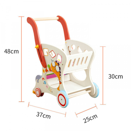 Căruț din lemn cu forme geometrice – Jucărie educativă Montessori | ZukiToys.ro [4]