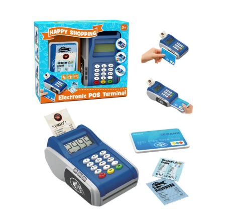 Jucarii Interactive & Sensoriale - Casă de marcat interactivă pentru copii cu terminal POS și accesorii