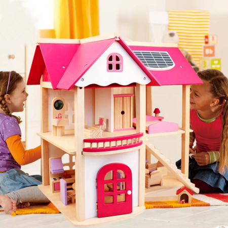Căsuță de păpuși Jumbo Pink House cu mobilier [1]