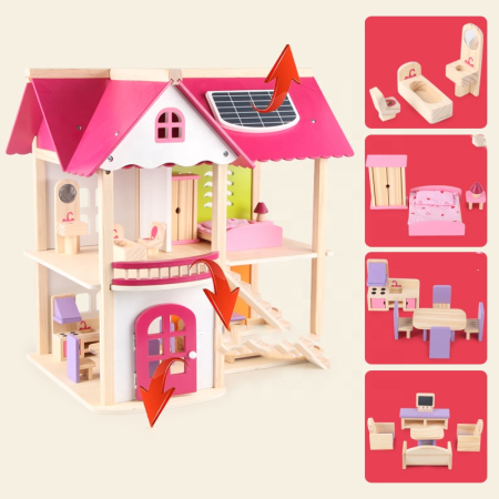 Căsuță de păpuși Jumbo Pink House cu mobilier [3]