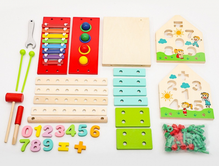Casuta educativa din lemn 4 in 1 – jucarie multifunctionala pentru motricitate, sortare [3]