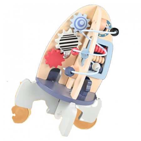 Jucarii educative - Centru de activitati "Racheta" din lemn – joc Montessori educativ | ZukiToys.ro