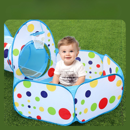 Centru de joacă 3-în-1 – cort, tarcuri și tunel – albastru [2]