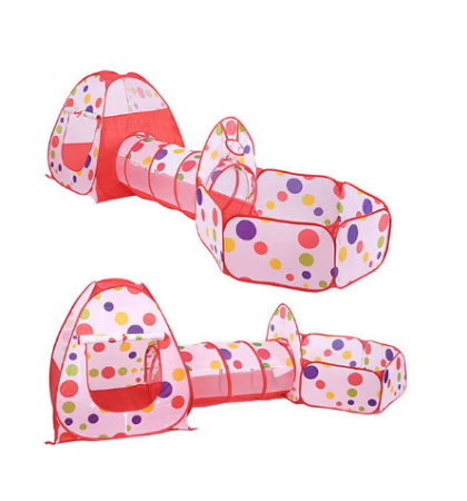Corturi & Spatii de Joaca - Centru de joacă 3-în-1 – cort, tarcuri și tunel – roz