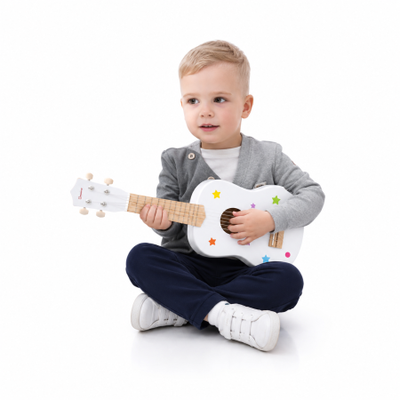 Chitară clasică din lemn pentru copii, 53 cm, 6 corzi - Alb [1]