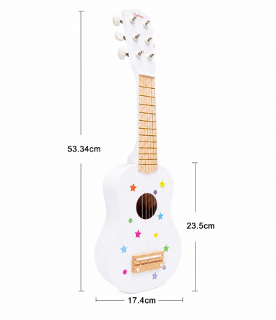 Chitară clasică din lemn pentru copii, 53 cm, 6 corzi - Alb [4]