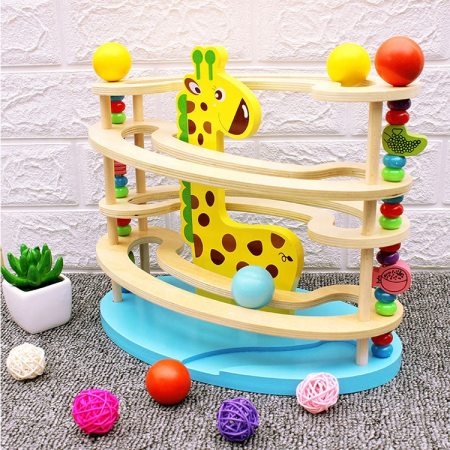 Circuit cu bile din lemn – Girafa stilizata Montessori | ZukiToys.ro [2]
