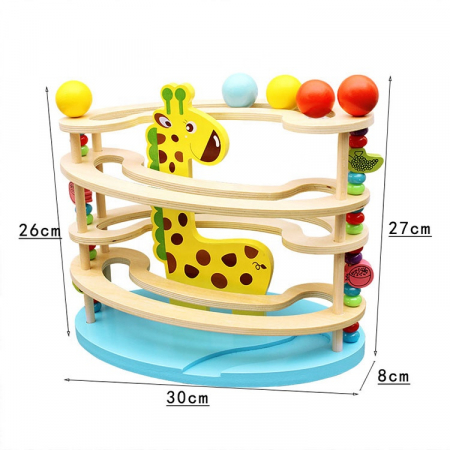 Jucarii educative - Circuit cu bile din lemn – Girafa stilizata Montessori | ZukiToys.ro