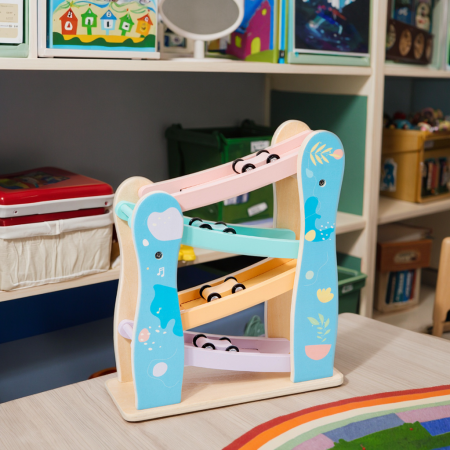 Circuit din lemn cu 4 piste si 4 masinute – Pastel | ZukiToys.ro [2]