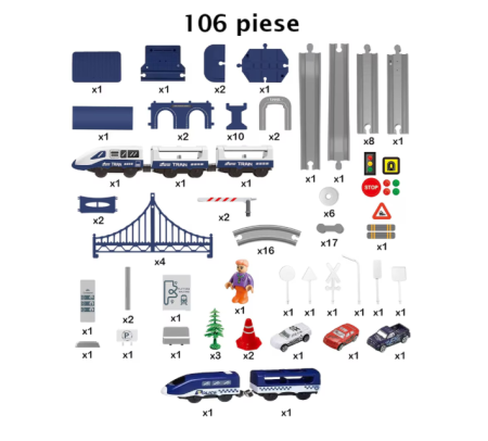 Circuit tren electric Rapid City/Police cu 106 piese – jucarie educativa pentru copii [3]