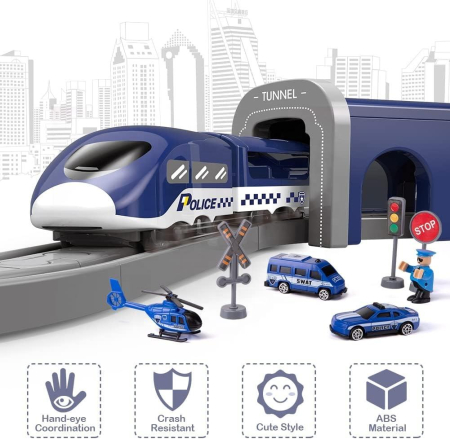 Circuit tren electric POLITIE cu accesorii – 66 piese DIY 3+ [2]
