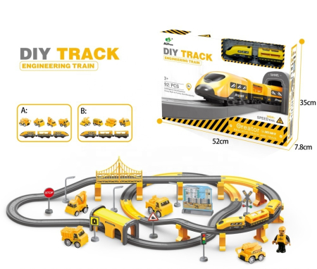 Toate Jucariile pentru Copii - Circuit trenulet electric cu accesorii - constructii – 92 piese DIY 3+