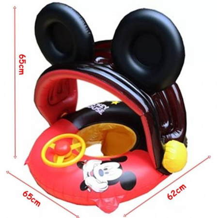 Colac bărcuță gonflabilă pentru copii cu parasolar și volan Mickey Mouse [3]