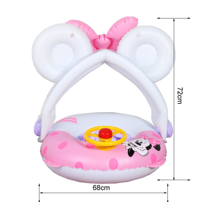 Colac bărcuță gonflabilă pentru copii cu parasolar și volan Minnie [4]
