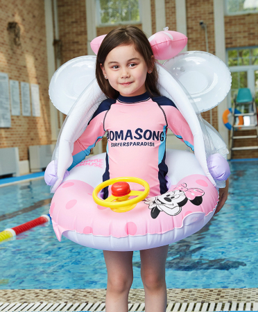 Colac bărcuță gonflabilă pentru copii cu parasolar și volan Minnie [1]
