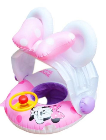 Joaca de Vara & Apa - Colac bărcuță gonflabilă pentru copii cu parasolar și volan Minnie