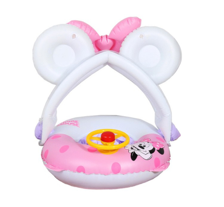 Colac bărcuță gonflabilă pentru copii cu parasolar și volan Minnie [2]