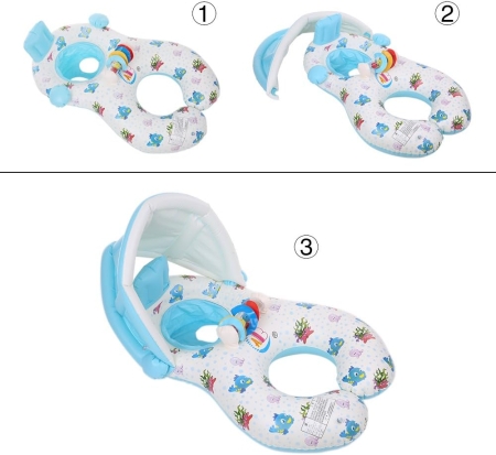 Colac gonflabil „Mamă și Copil” cu parasolar detașabil și suport pentru copil [3]