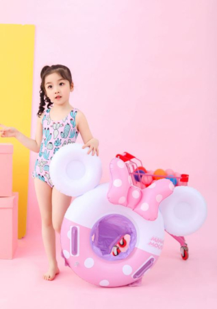 Colac gonflabil pentru copii cu chiloțel Minnie Mouse – model roz interactiv [2]