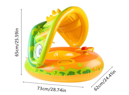 Colac gonflabil pentru copii – model crocodil cu volan și parasolar [2]