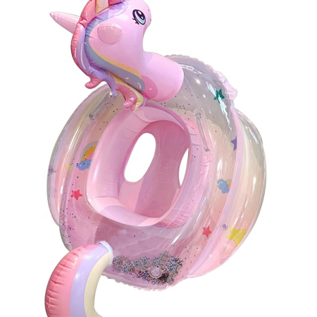 Colac gonflabil pentru copii tip unicorn – model Rainbow multicolor [4]