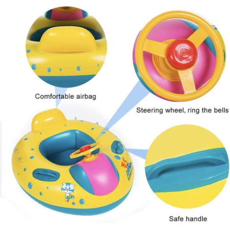 Colac gonflabil tip bărcuță cu volan și acoperiș – model Summer Sea [3]
