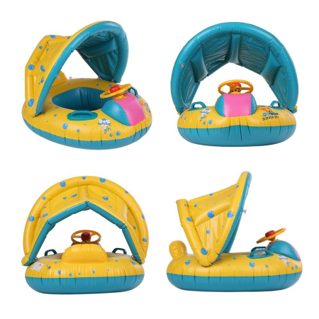 Colac gonflabil tip bărcuță cu volan și acoperiș – model Summer Sea [2]