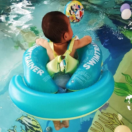 Colac gonflabil tip bărcuță pentru copii cu parasolar detașabil și suport stabil [1]