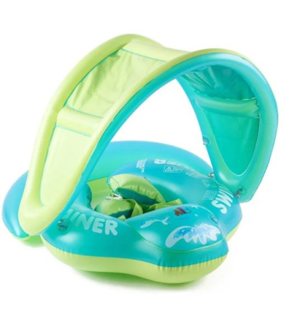 Joaca de Vara & Apa - Colac gonflabil tip bărcuță pentru copii cu parasolar și suport