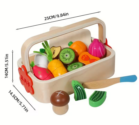 Coșul cu fructe și legume de feliat – jucărie din lemn pentru bucătărie [3]