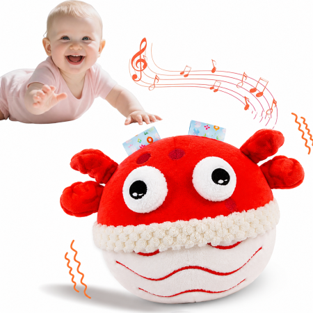 Toate Jucariile pentru Copii - Crab săltăreț interactiv din pluș pentru bebeluși cu vibrații - 0+ luni