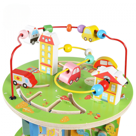 Cub activitati educative din lemn cu forme si cilindri colorati [1]