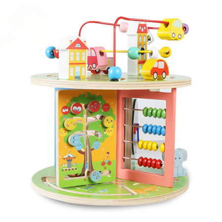 Cub activitati educative din lemn cu forme si cilindri colorati [2]