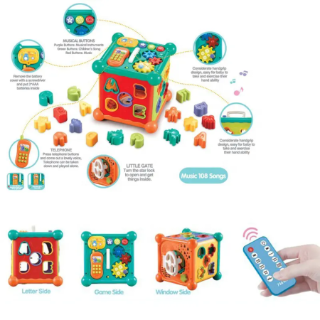 Cub educativ interactiv 8 în 1 pentru copii cu telecomandă, lumini, sunete și activități multiple [3]