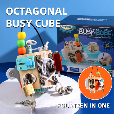 Cub Montessori 14 în 1 Busy Cube din Lemn, 3 ani+ | ZukiToys [3]