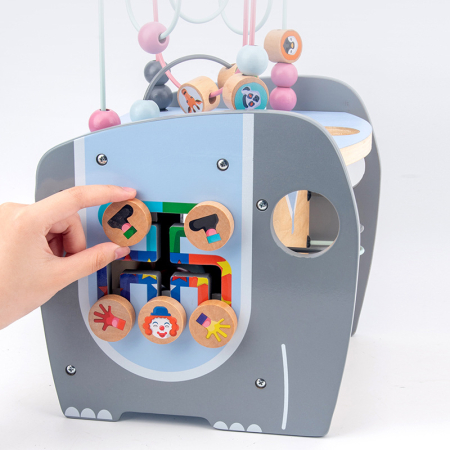 Cub Montessori 5 în 1 „Elefantul” – jucărie educativă cu activități motrice și sortare pentru copii [1]