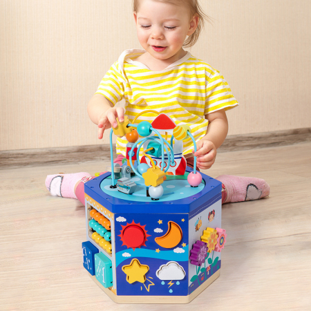Cub Montessori Premium 6 in 1 din lemn – centru activitati educative copii [4]