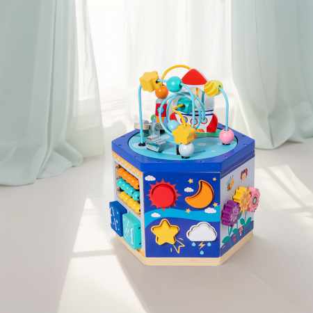 Cub Montessori Premium 6 in 1 din lemn – centru activitati educative copii [3]