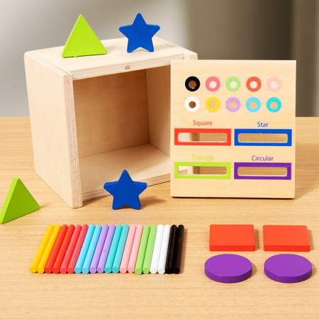 Cub Montessori sortator forme și culori din lemn [2]